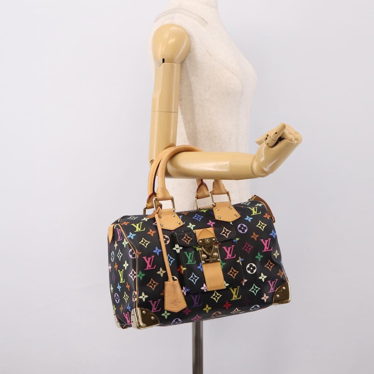 LOUIS VUITTON Monogram Multicolor Speedy 30 Hand Bag Black M92642 Auth 200842SAV