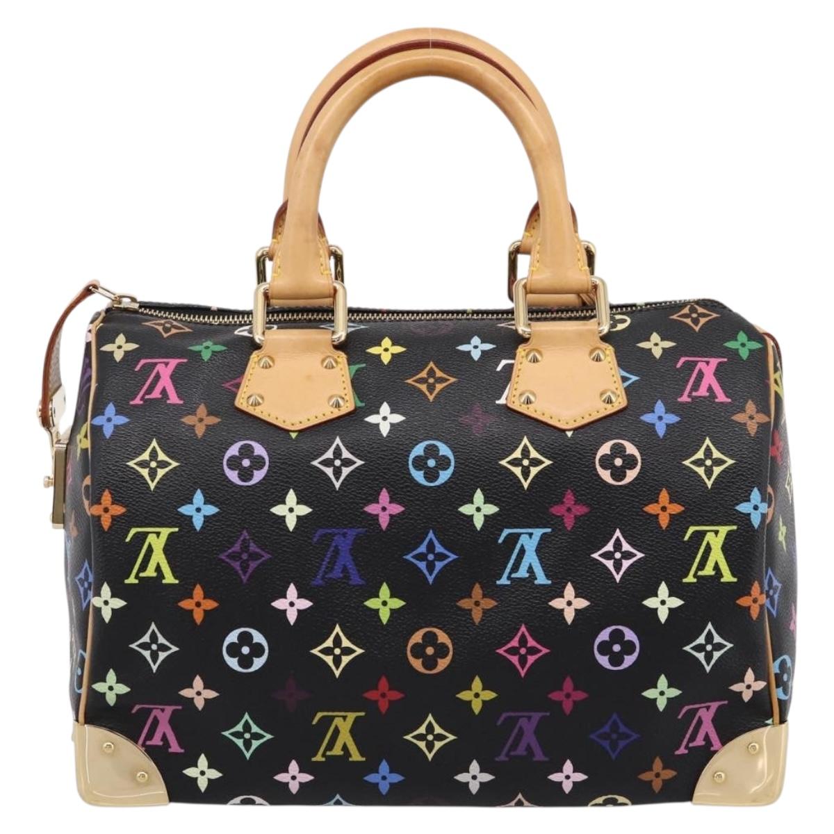 LOUIS VUITTON Monogram Multicolor Speedy 30 Hand Bag Black M92642 Auth 200842SAV