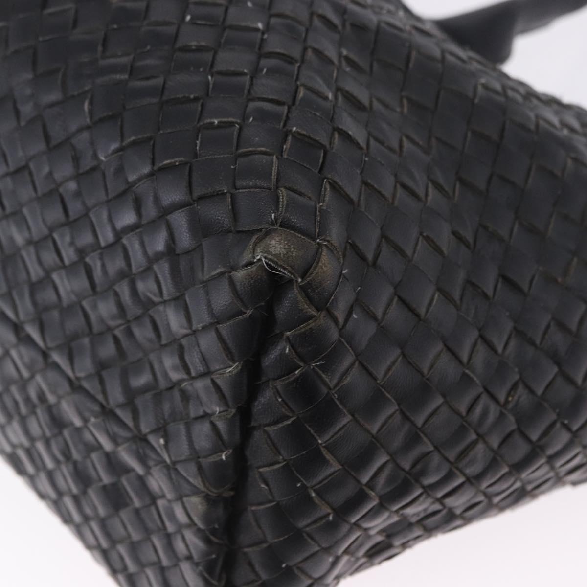 BOTTEGA VENETA INTRECCIATO Cabas MM Tote Bag Leather Black 115664 Auth 200843A