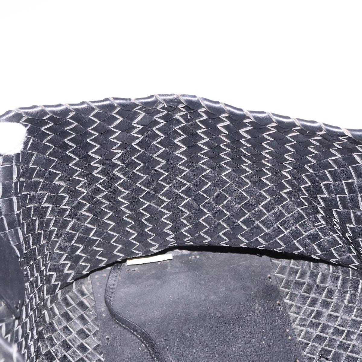 BOTTEGA VENETA INTRECCIATO Cabas MM Tote Bag Leather Black 115664 Auth 200843A
