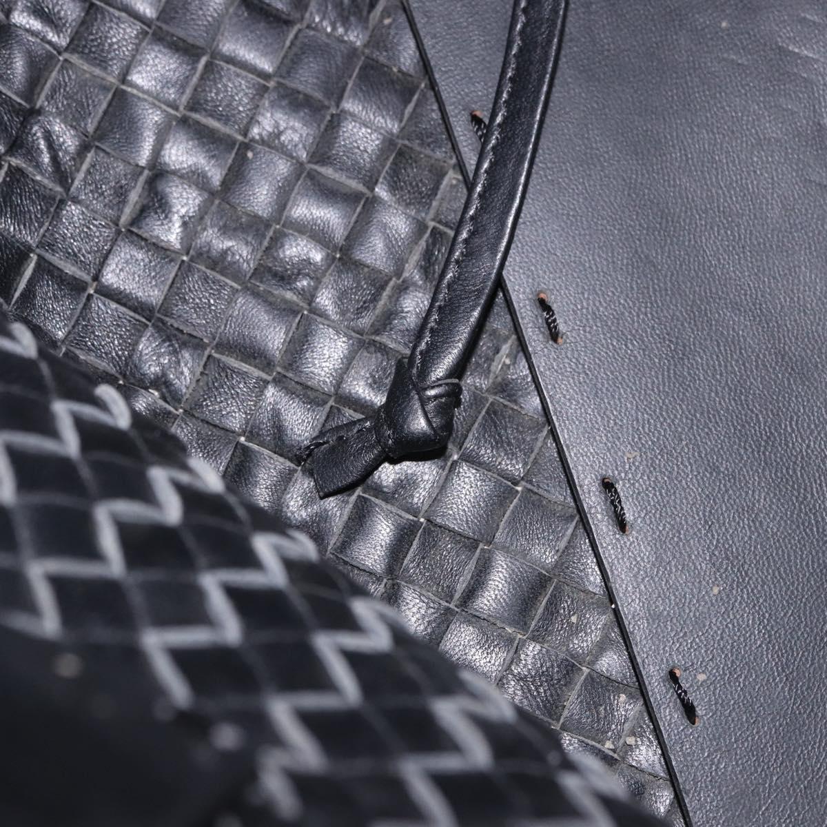 BOTTEGA VENETA INTRECCIATO Cabas MM Tote Bag Leather Black 115664 Auth 200843A