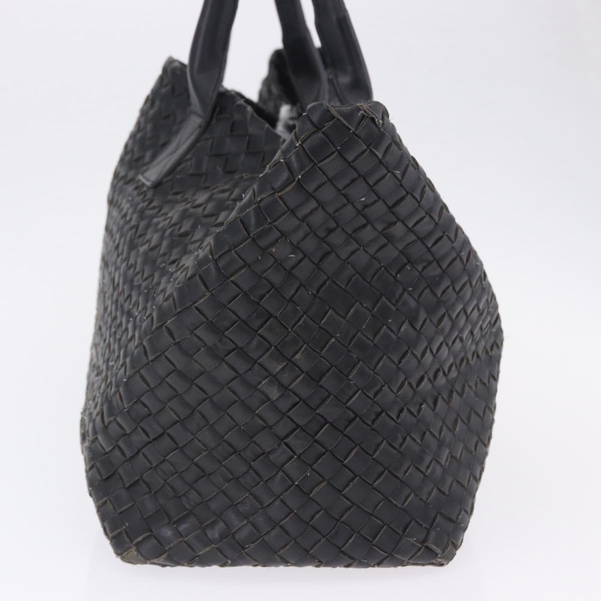 BOTTEGA VENETA INTRECCIATO Cabas MM Tote Bag Leather Black 115664 Auth 200843A