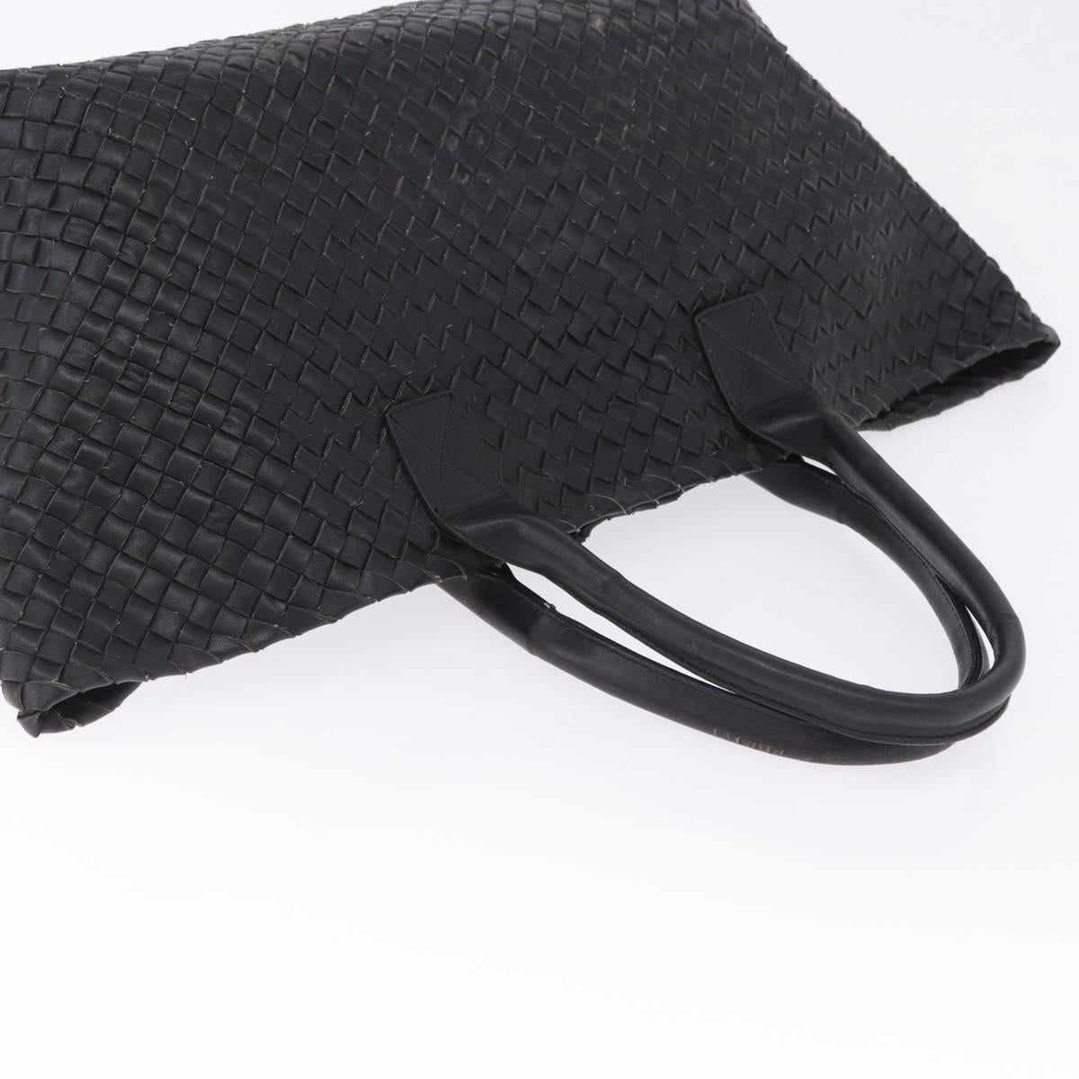 BOTTEGA VENETA INTRECCIATO Cabas MM Tote Bag Leather Black 115664 Auth 200843A