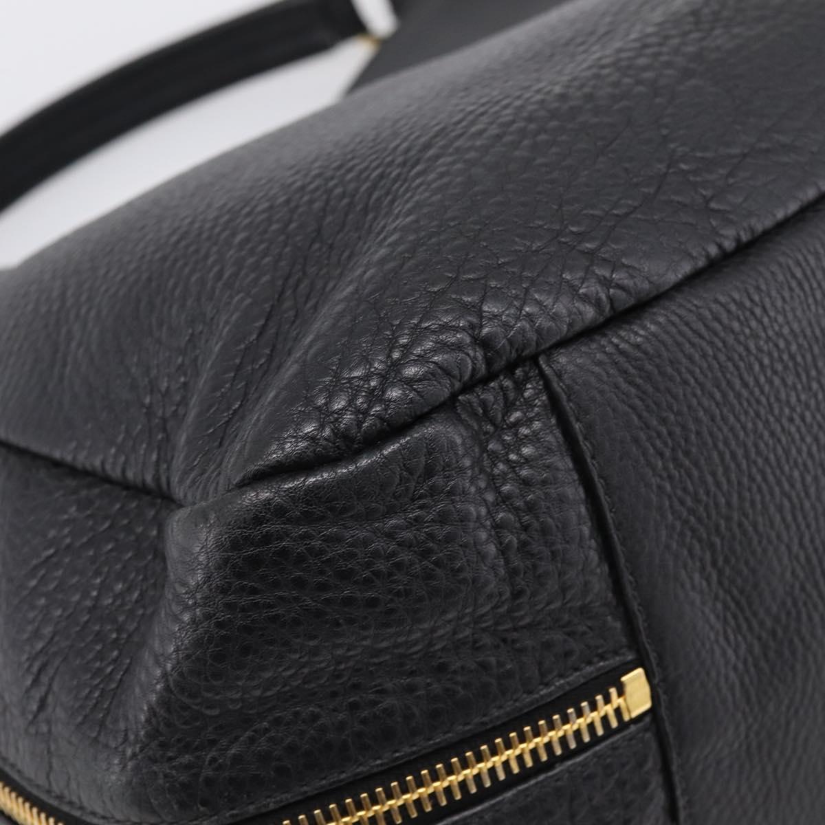 PRADA Vitterodino Hand Bag Leather Black Gold Tone Auth 200844V