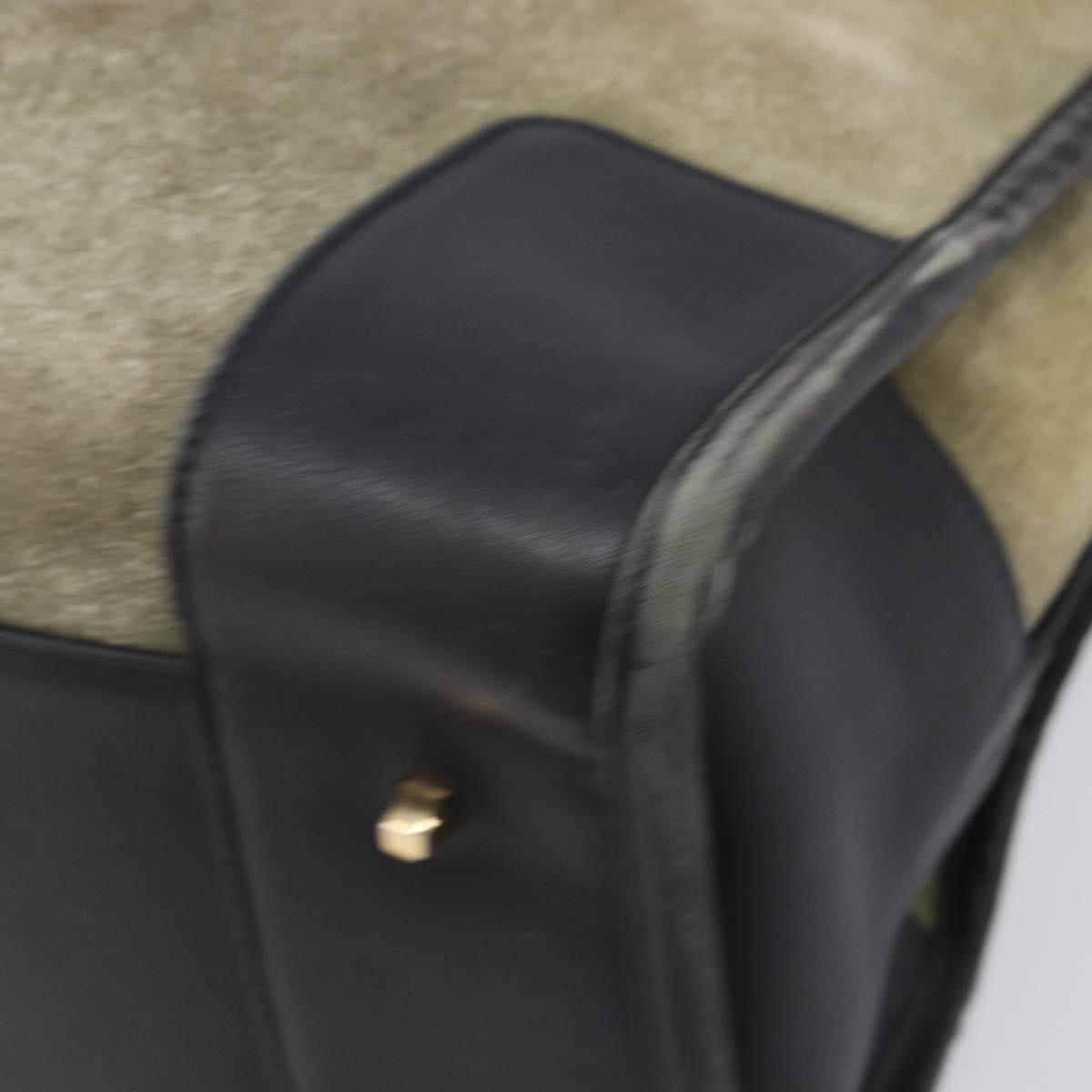 LOEWE Amazona 32 Hand Bag Suede Khaki Gold Tone Auth 200845