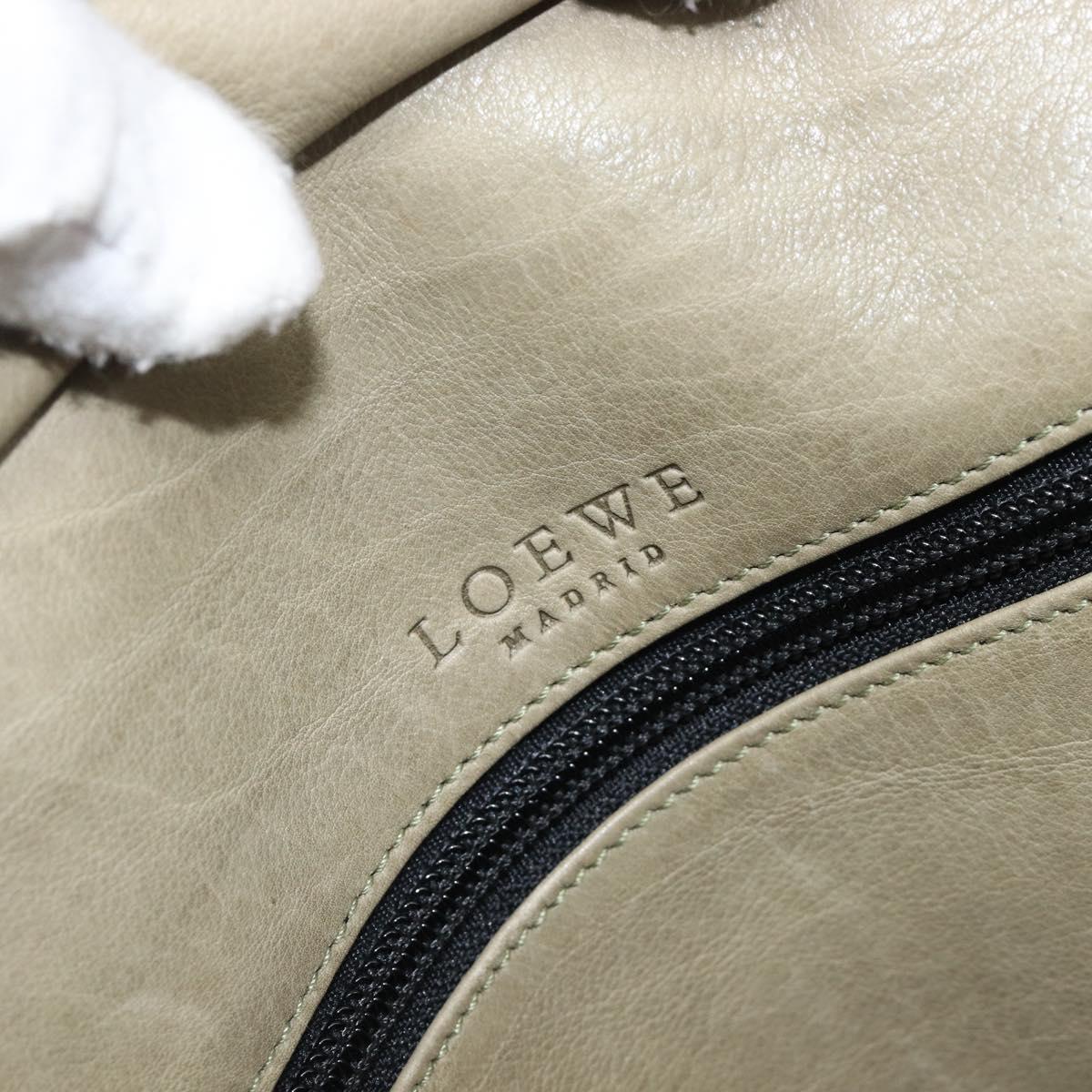 LOEWE Amazona 32 Hand Bag Suede Khaki Gold Tone Auth 200845
