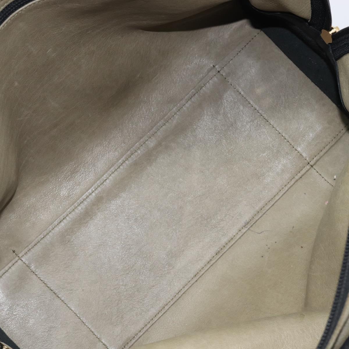 LOEWE Amazona 32 Hand Bag Suede Khaki Gold Tone Auth 200845