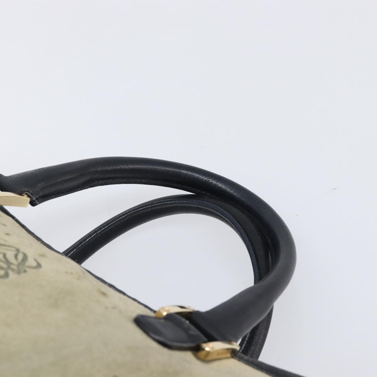 LOEWE Amazona 32 Hand Bag Suede Khaki Gold Tone Auth 200845