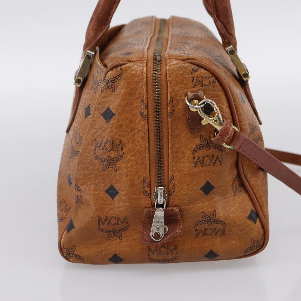 MCM Vicetos Hand Bag PVC Leather 2way Brown Gold Tone Auth 200849