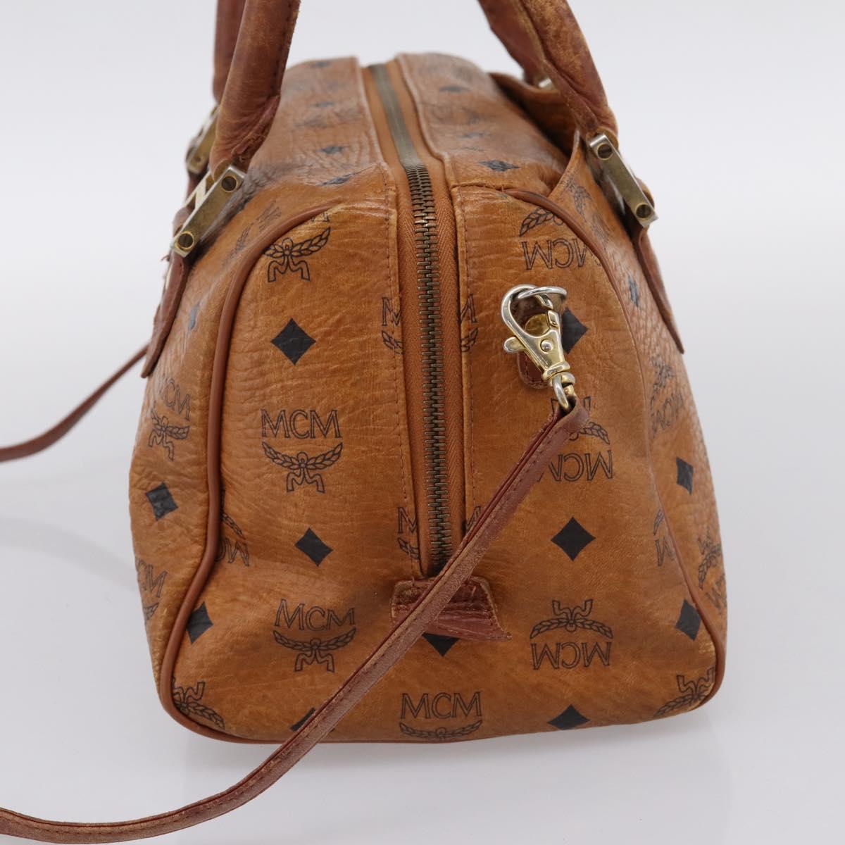 MCM Vicetos Hand Bag PVC Leather 2way Brown Gold Tone Auth 200849
