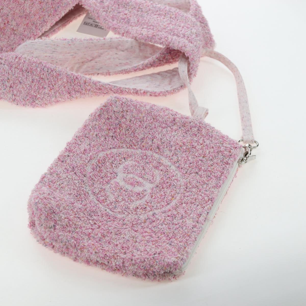 CHANEL Big Coco Beach Bag Towel Set Pile Pink CC Auth 200851SAM