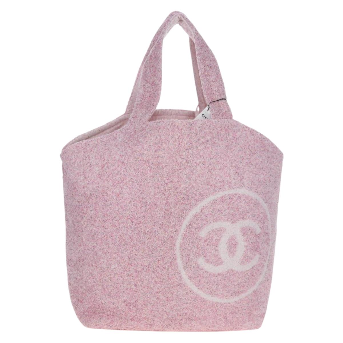CHANEL Big Coco Beach Bag Towel Set Pile Pink CC Auth 200851SAM
