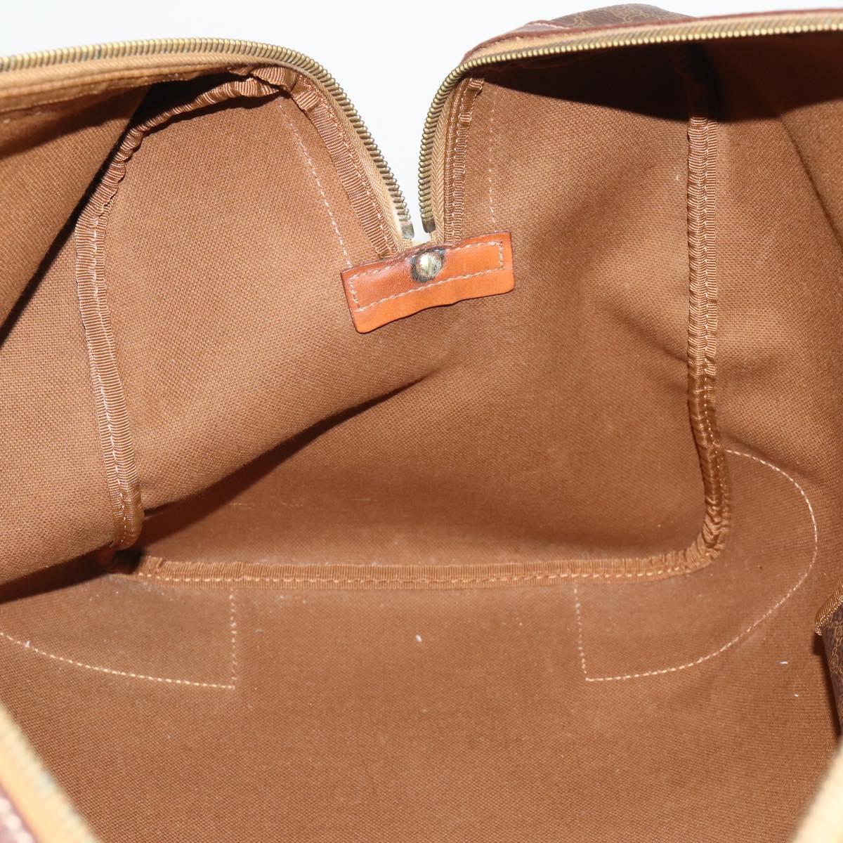 CELINE Macadam Canvas Boston Bag PVC Leather Brown Gold Auth 200885