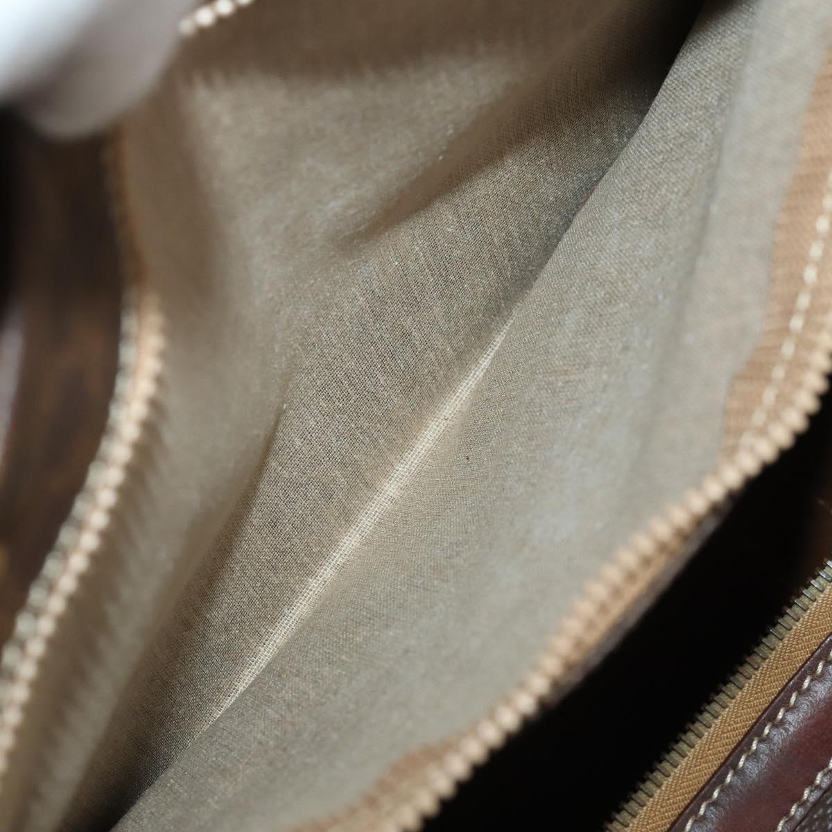 CELINE Macadam Canvas Boston Bag PVC Leather Brown Gold Auth 200885
