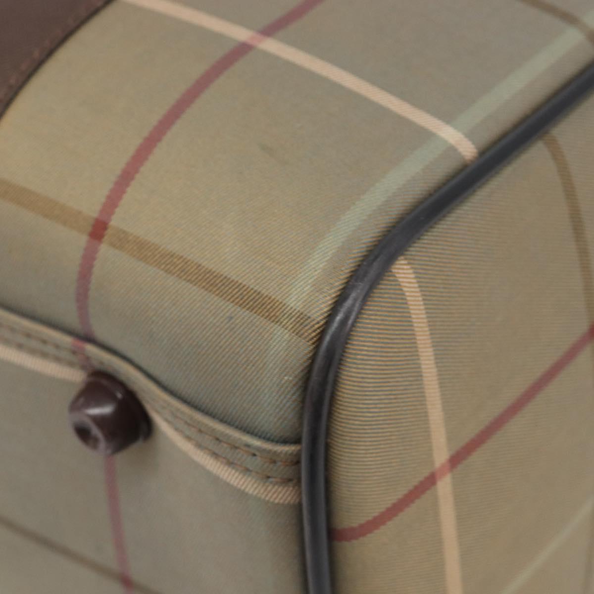 Burberrys Nova Check Boston Bag Canvas Beige Gold Auth 200886