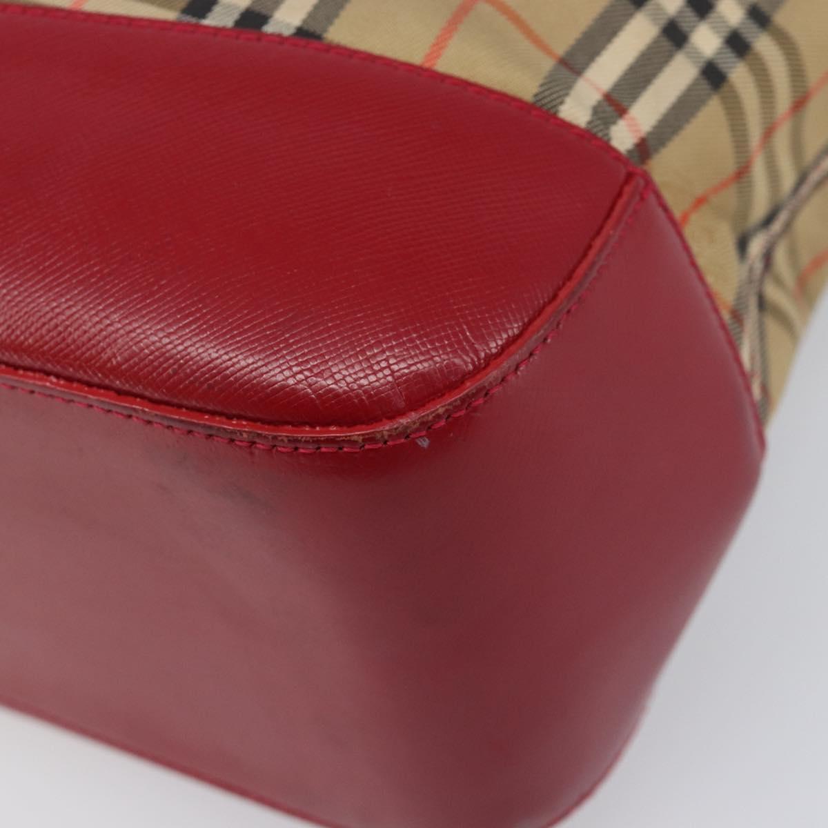 BURBERRY Nova Check Hand Bag Canvas Beige Gold Auth 200887