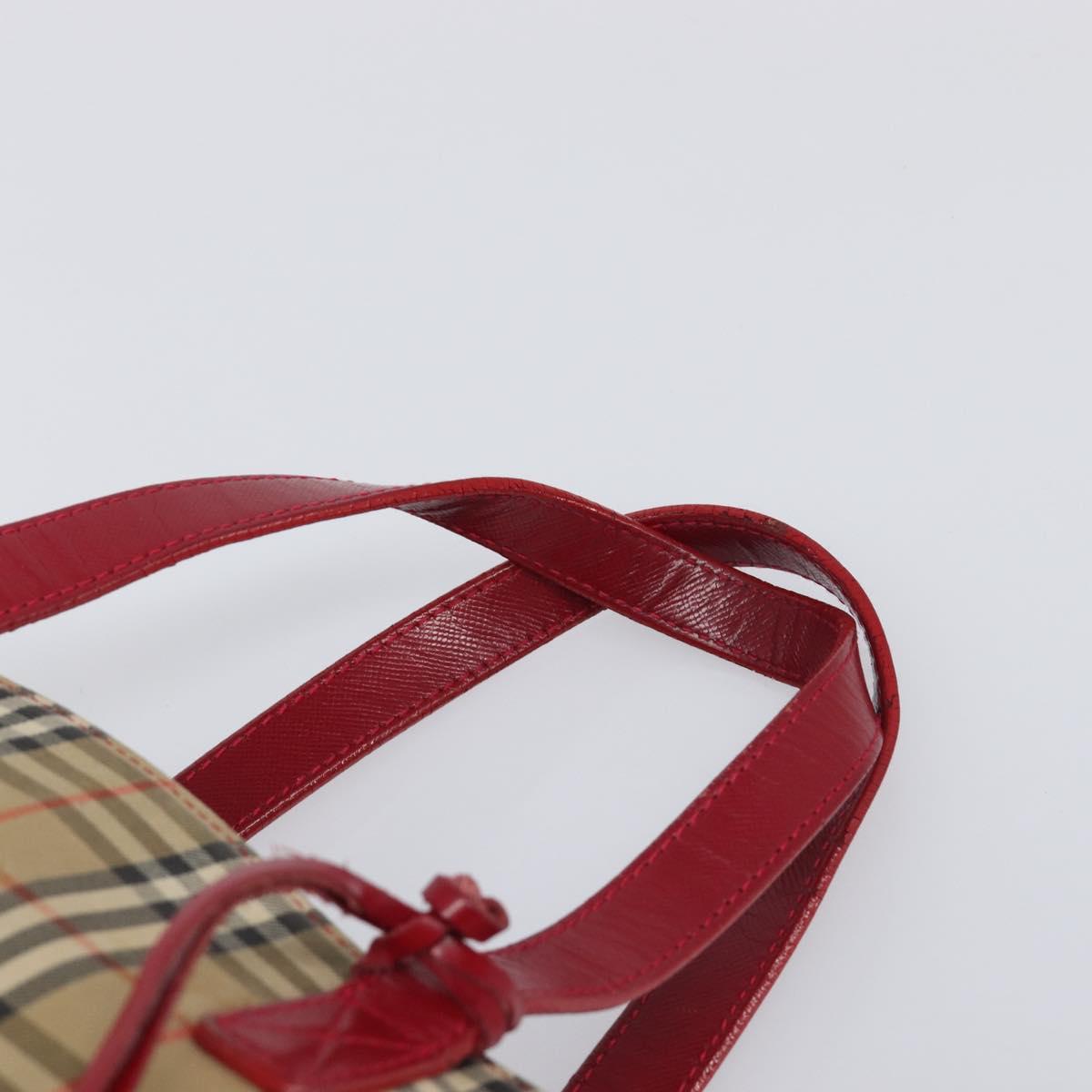 BURBERRY Nova Check Hand Bag Canvas Beige Gold Auth 200887