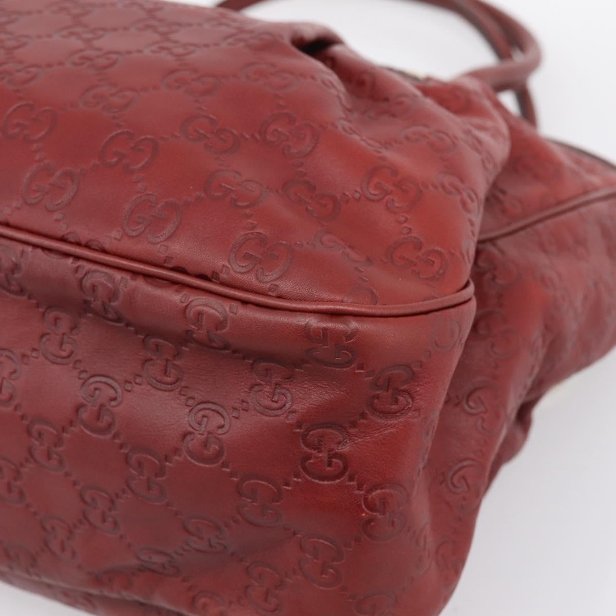 GUCCI GG Canvas Guccissima Tote Bag Leather Red Gold 296835 Auth 200888V
