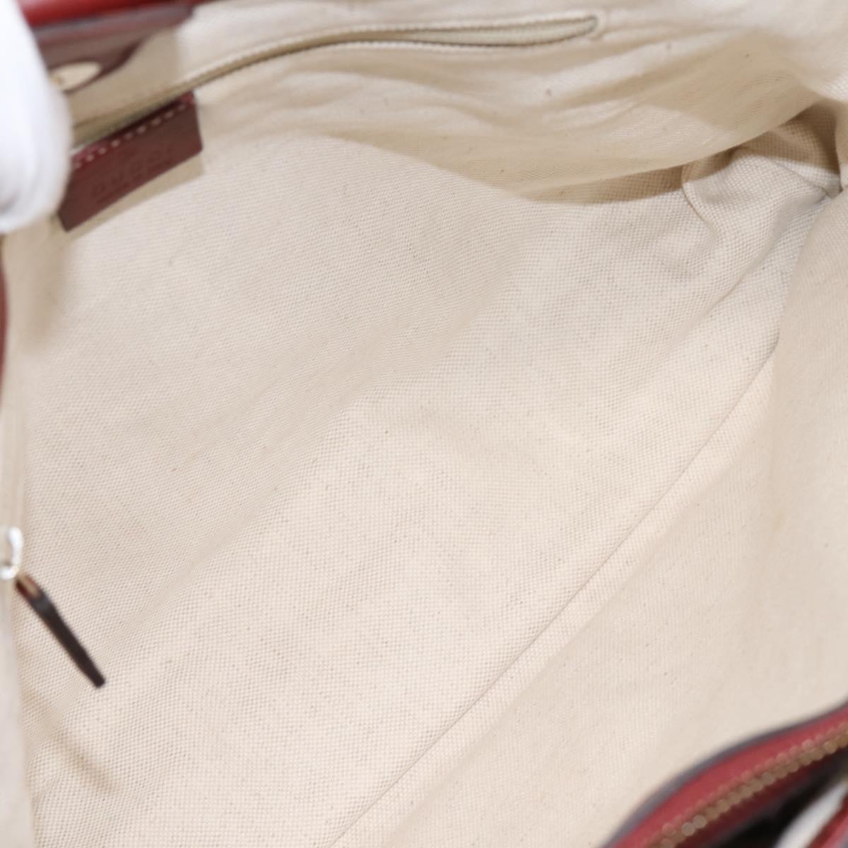 GUCCI GG Canvas Guccissima Tote Bag Leather Red Gold 296835 Auth 200888V