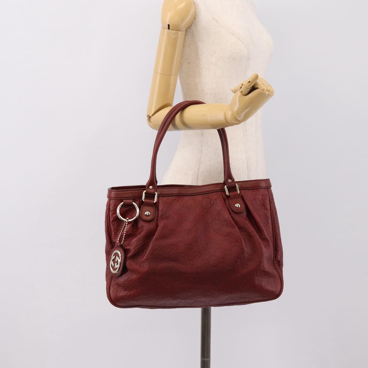 GUCCI GG Canvas Guccissima Tote Bag Leather Red Gold 296835 Auth 200888V