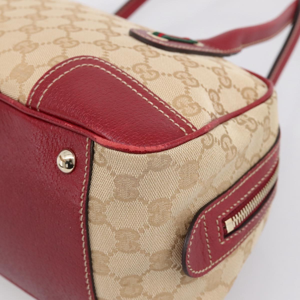 GUCCI GG Canvas Princey Web Sherry Line Bag Beige Gold 161720 Auth 200889V