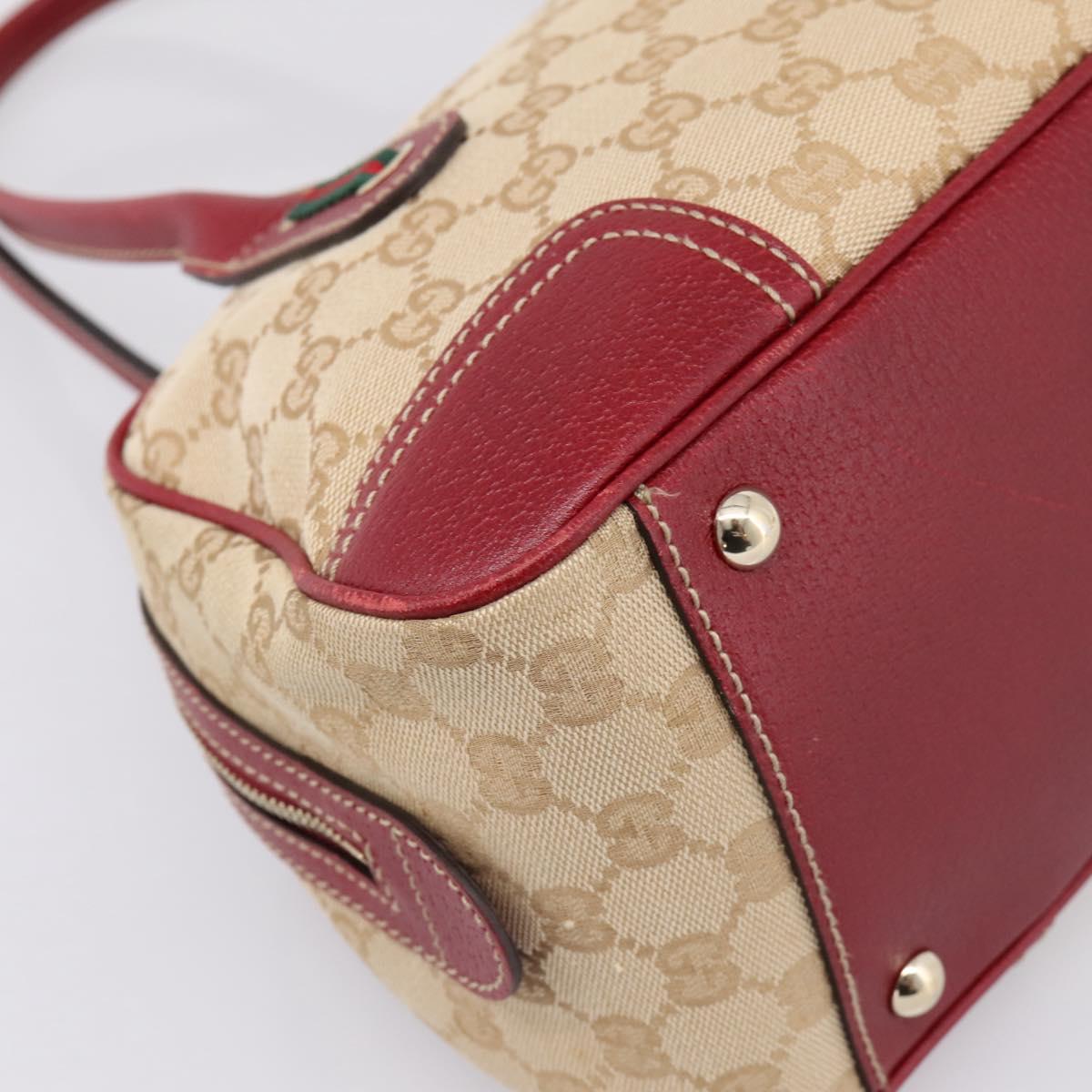 GUCCI GG Canvas Princey Web Sherry Line Bag Beige Gold 161720 Auth 200889V