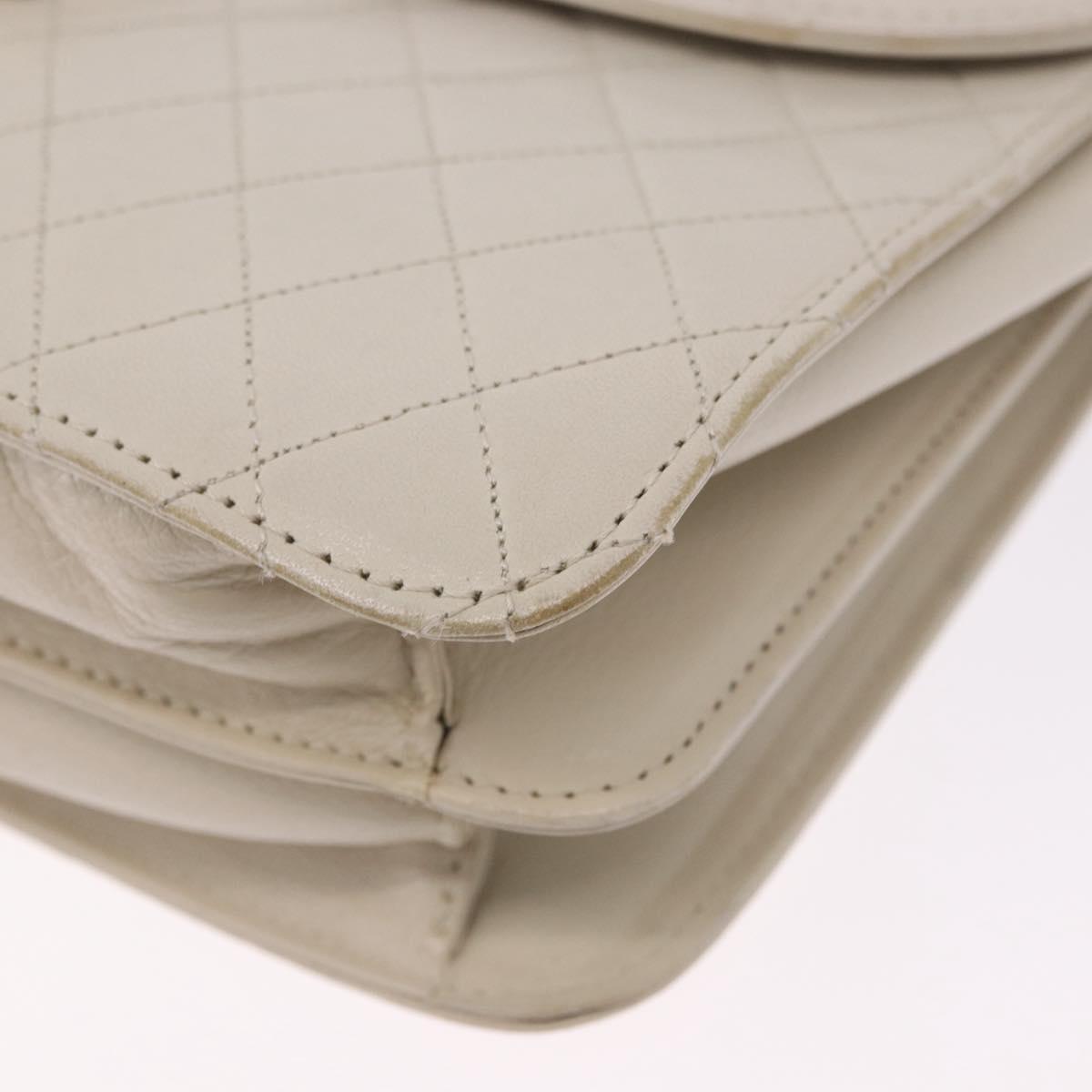 SAINT LAURENT Shoulder Bag Leather Ivory Gold Auth 200890A
