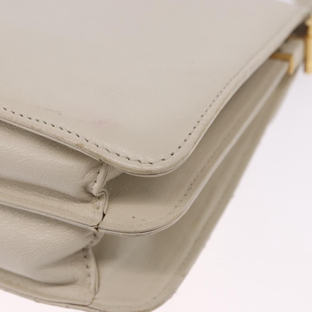 SAINT LAURENT Shoulder Bag Leather Ivory Gold Auth 200890A