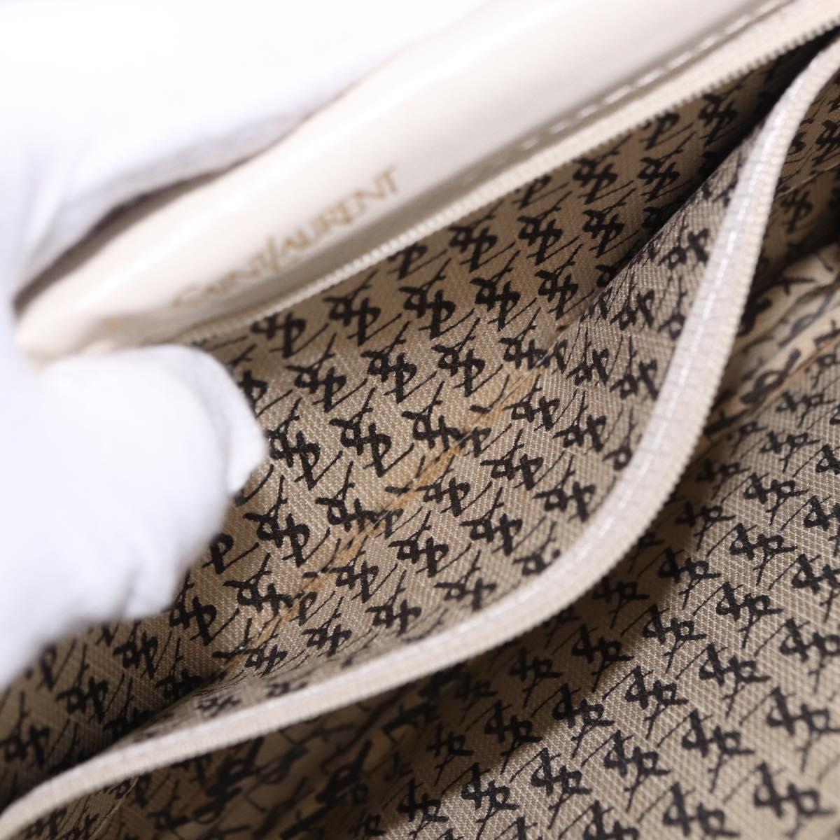 SAINT LAURENT Shoulder Bag Leather Ivory Gold Auth 200890A