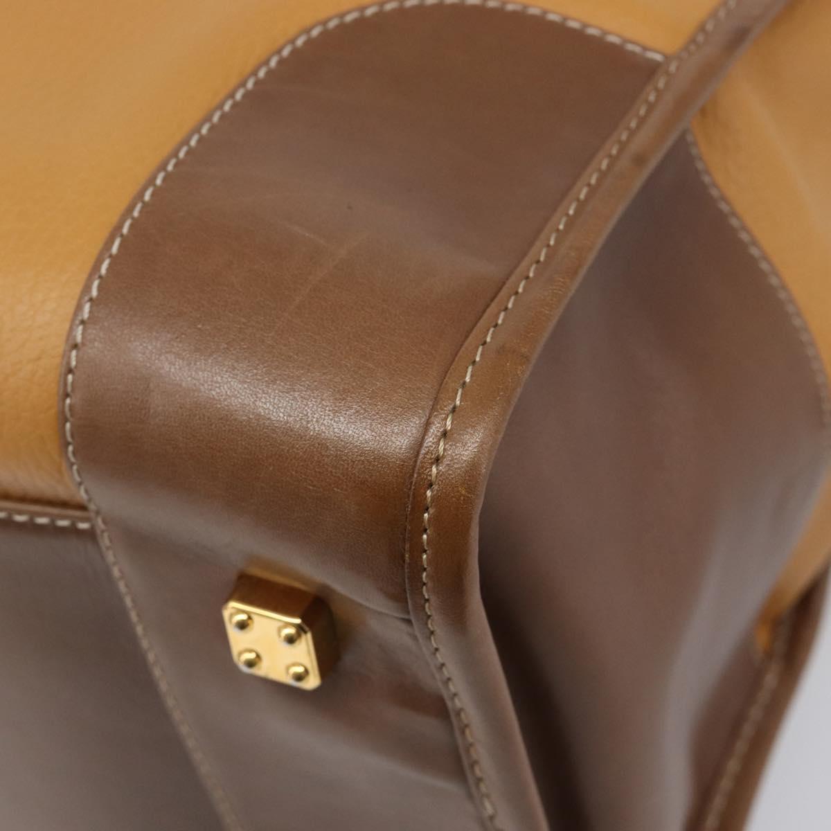 LOEWE Amazona 40 Hand Bag Leather Brown Gold Auth 200891V