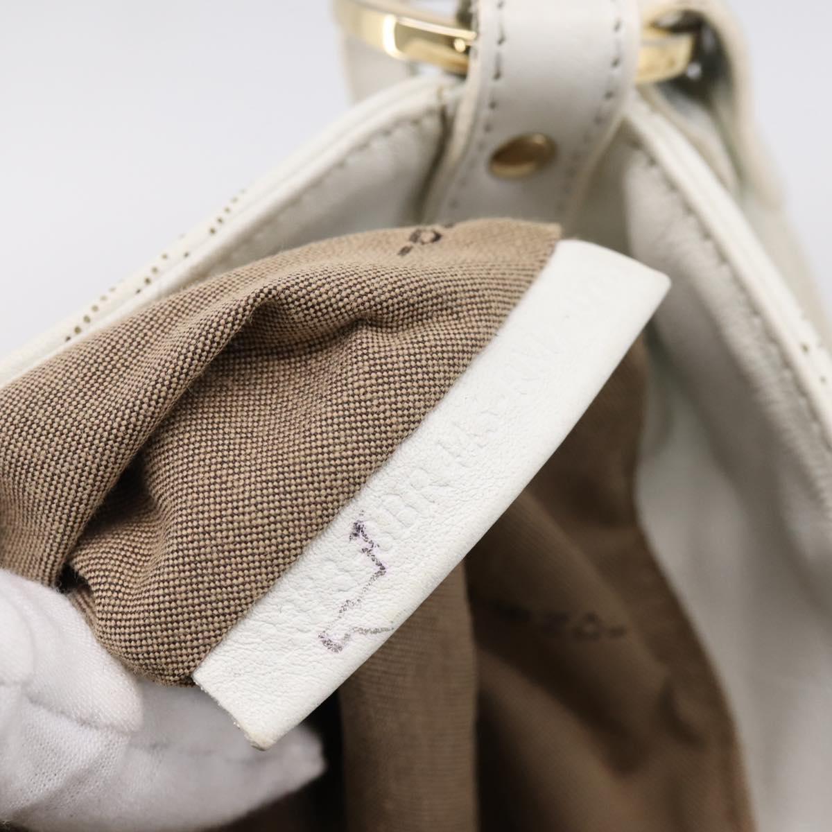 FENDI Zucca Canvas Mamma Baguette Shoulder Bag Leather Ivory Gold Auth 200892V