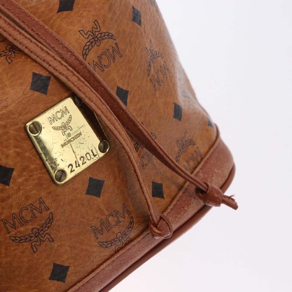MCM Vicetos Logogram Shoulder Bag PVC Leather Brown Gold Auth 200898