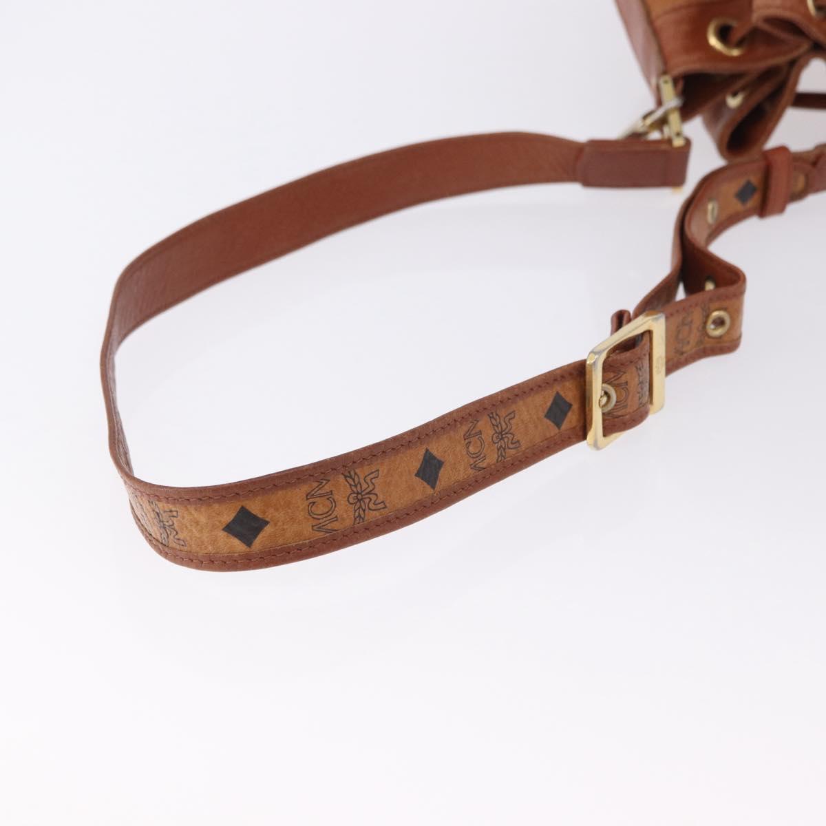 MCM Vicetos Logogram Shoulder Bag PVC Leather Brown Gold Auth 200898