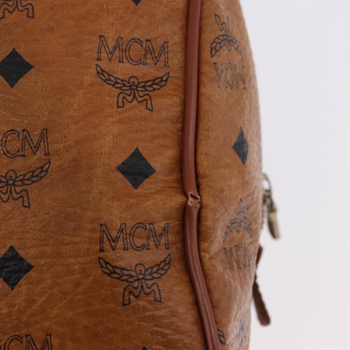MCM Vicetos Logogram Boston Bag PVC Leather Brown Gold Auth 200899