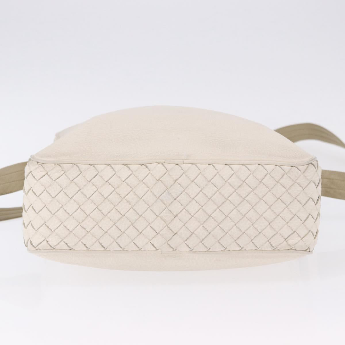 BOTTEGA VENETA INTRECCIATO Shoulder Bag Leather White Auth 200902