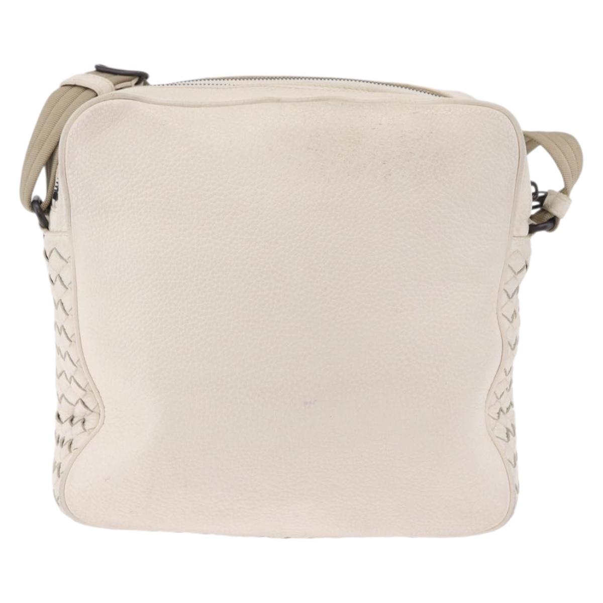 BOTTEGA VENETA INTRECCIATO Shoulder Bag Leather White Auth 200902