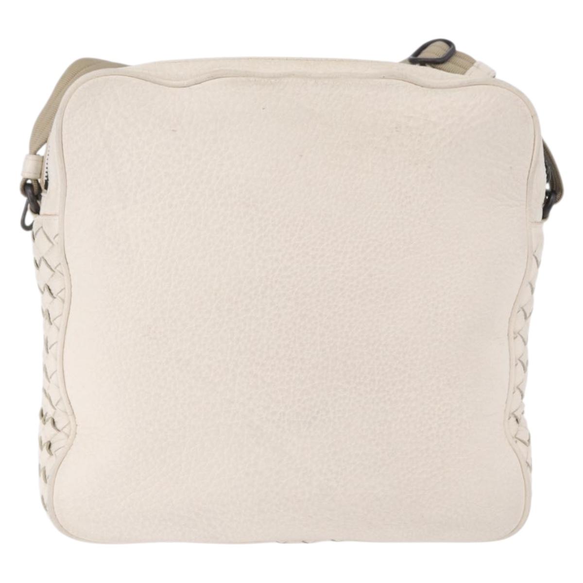 BOTTEGA VENETA INTRECCIATO Shoulder Bag Leather White Auth 200902
