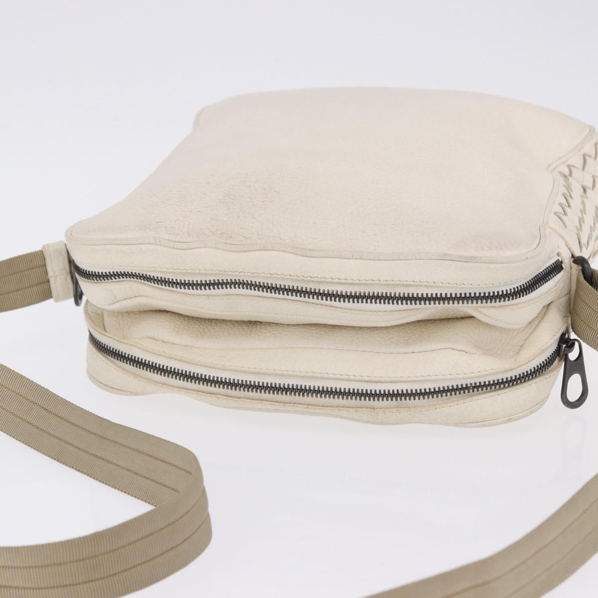 BOTTEGA VENETA INTRECCIATO Shoulder Bag Leather White Auth 200902