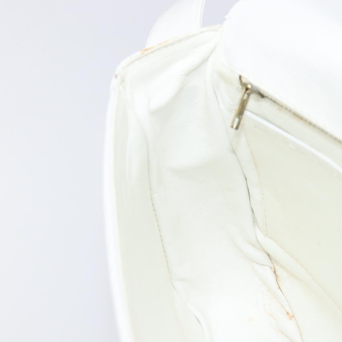 CELINE Horse Carriage Shoulder Bag Leather White Gold Auth 200903