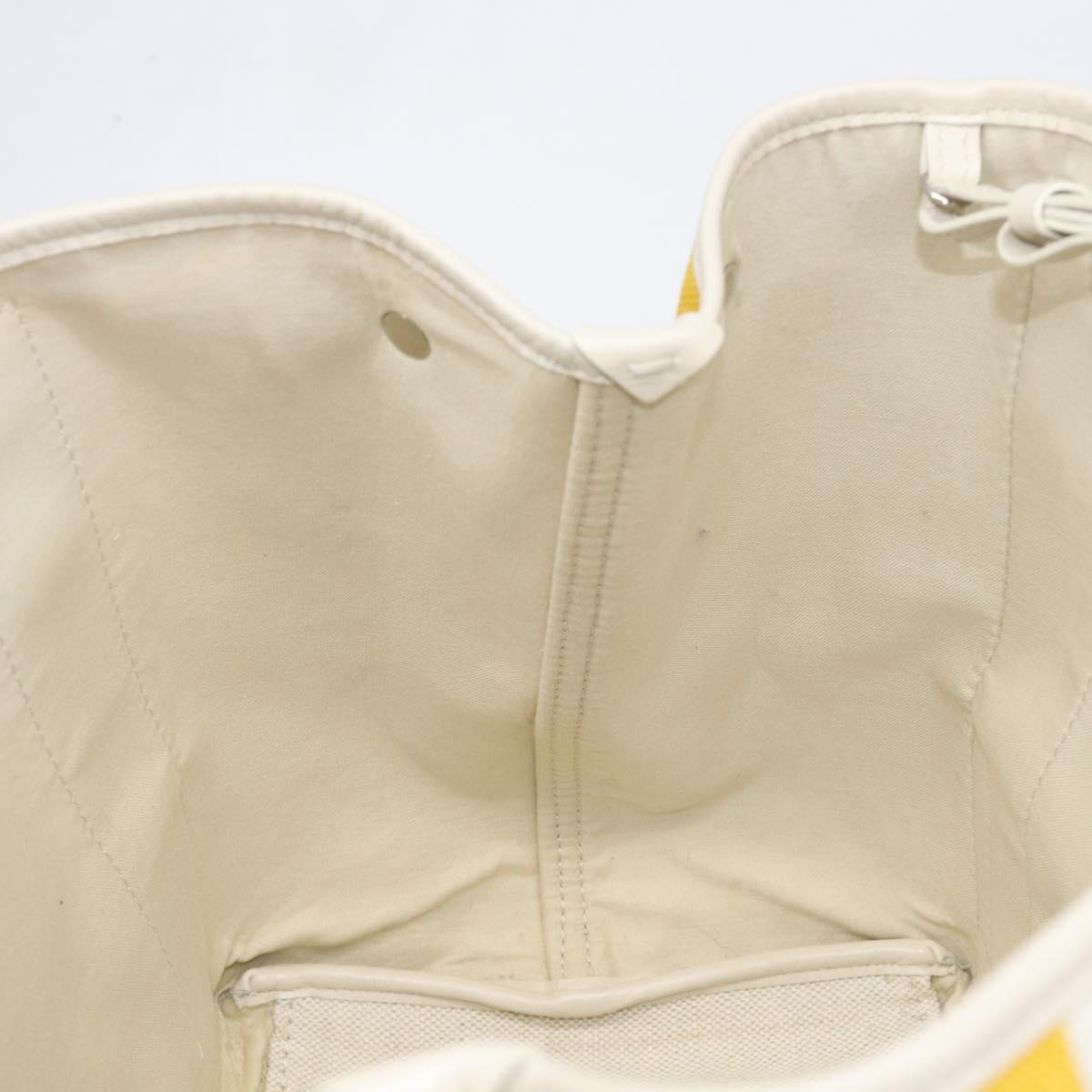BALENCIAGA Navy Cabas S Hand Bag Canvas Yellow Silver Auth 200904A