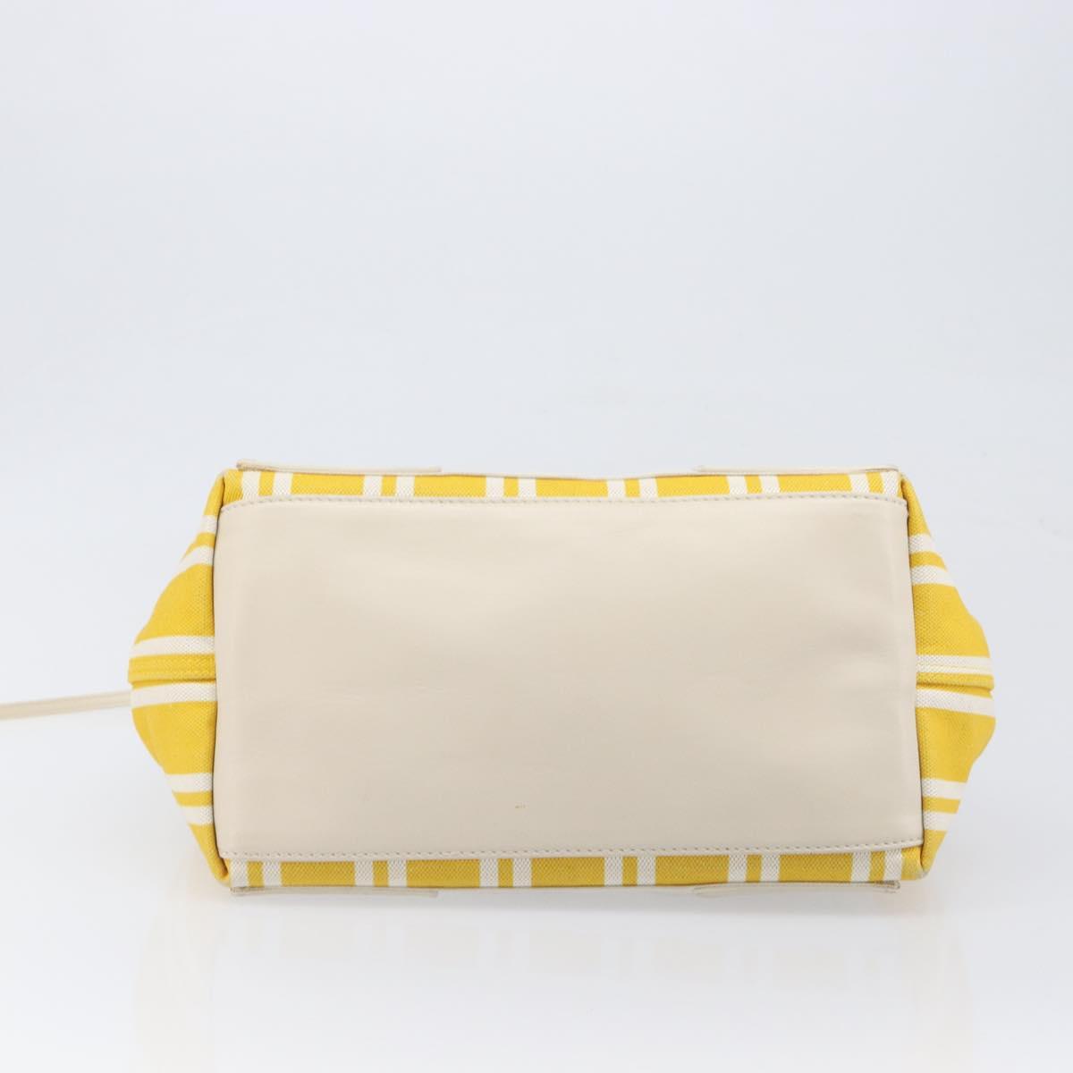 BALENCIAGA Navy Cabas S Hand Bag Canvas Yellow Silver Auth 200904A