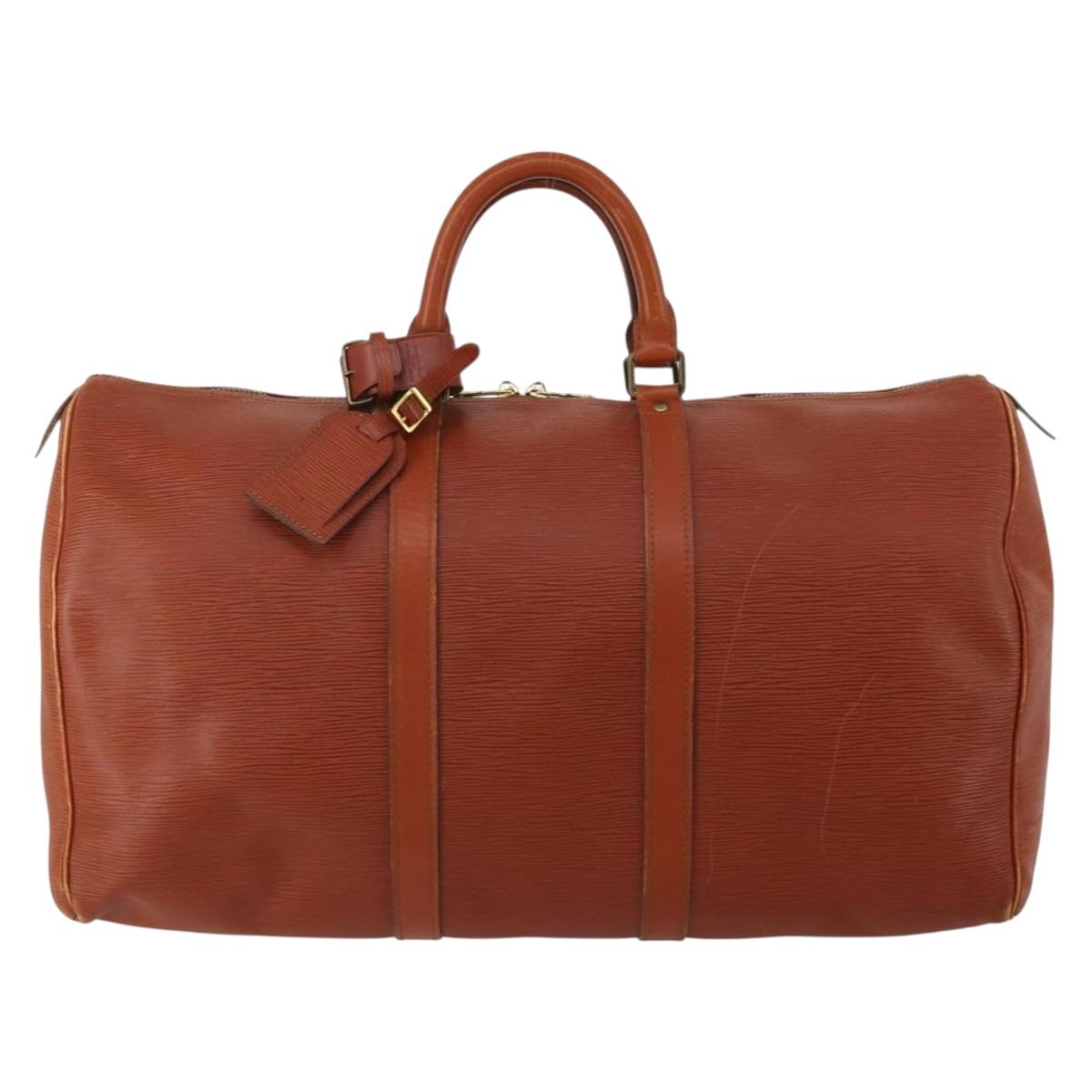 LOUIS VUITTON Epi Keepall 50 Boston Bag Brown M42968 LV Auth 200906