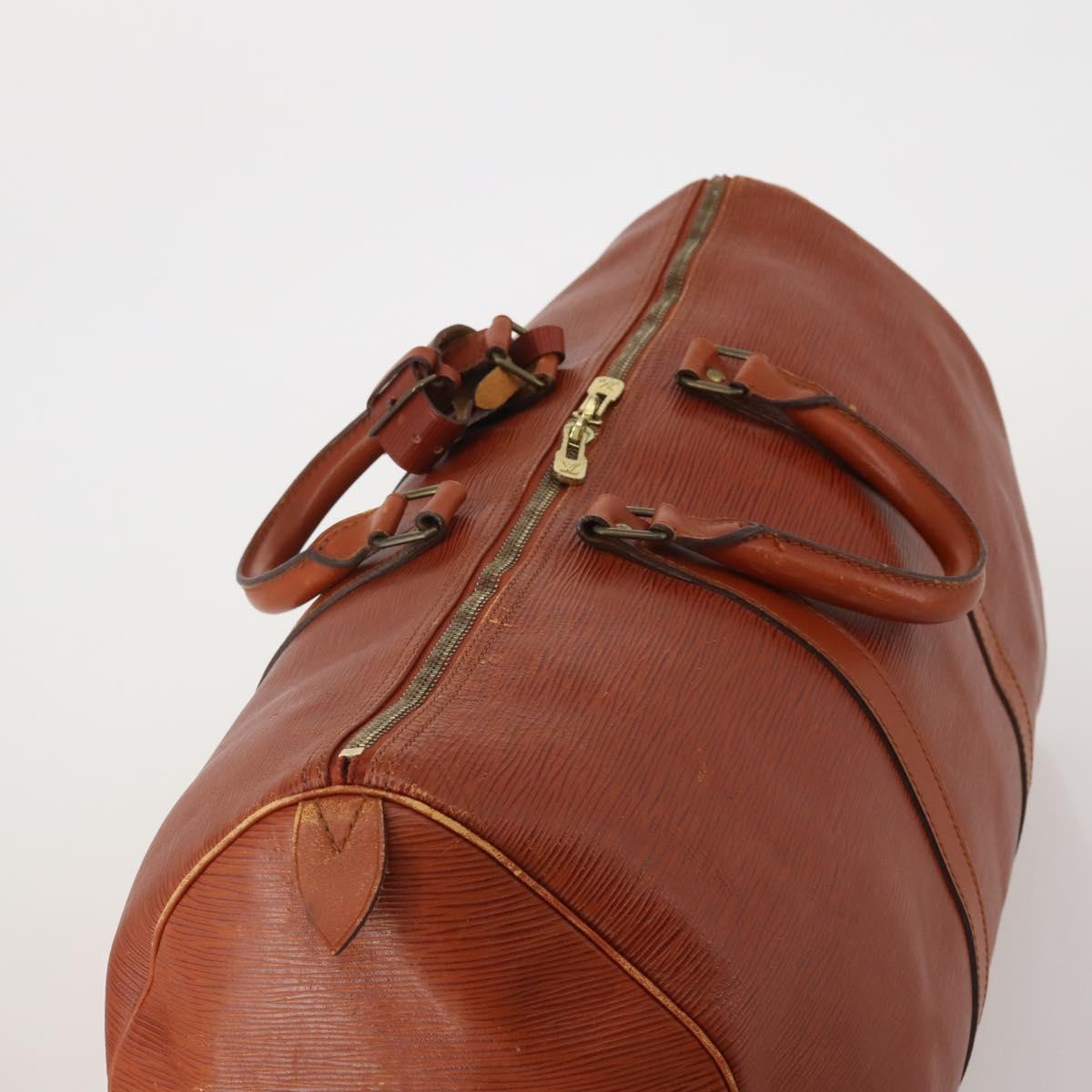 LOUIS VUITTON Epi Keepall 50 Boston Bag Brown M42968 LV Auth 200906