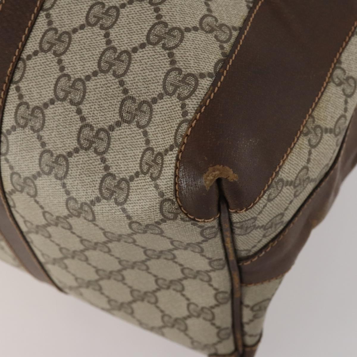 GUCCI GG Supreme Boston Bag PVC Beige Gold Auth 200907