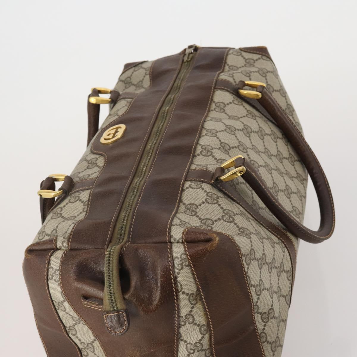 GUCCI GG Supreme Boston Bag PVC Beige Gold Auth 200907