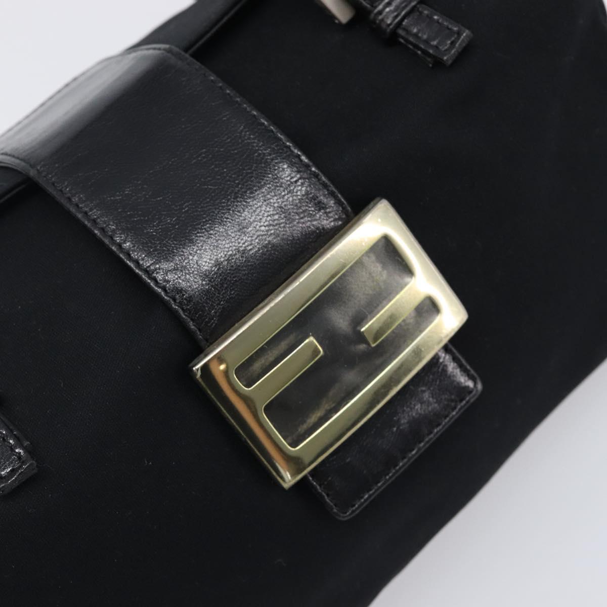 FENDI Mamma Baguette Hand Bag Cotton jersey Black Silver Auth 200914V