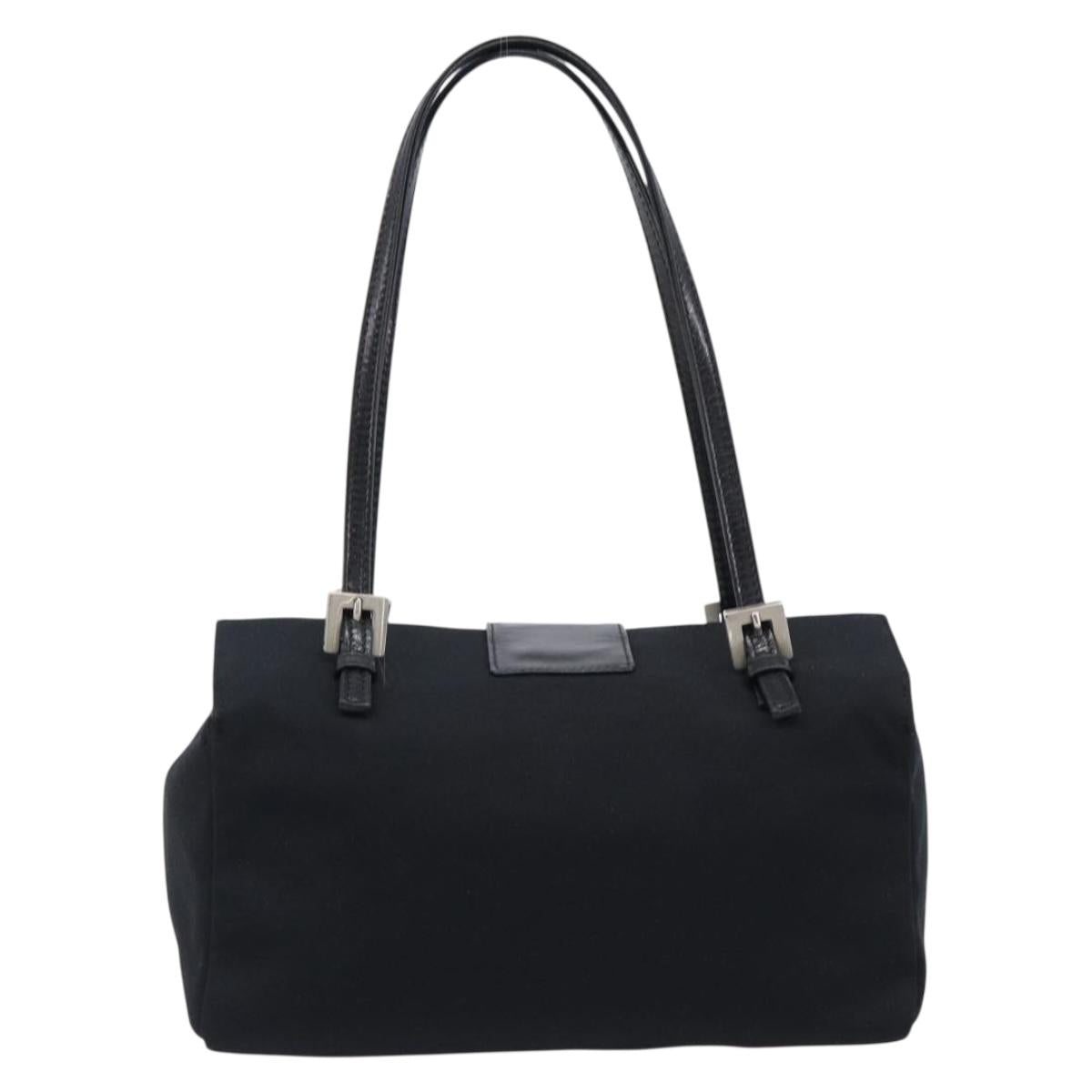 FENDI Mamma Baguette Hand Bag Cotton jersey Black Silver Auth 200914V