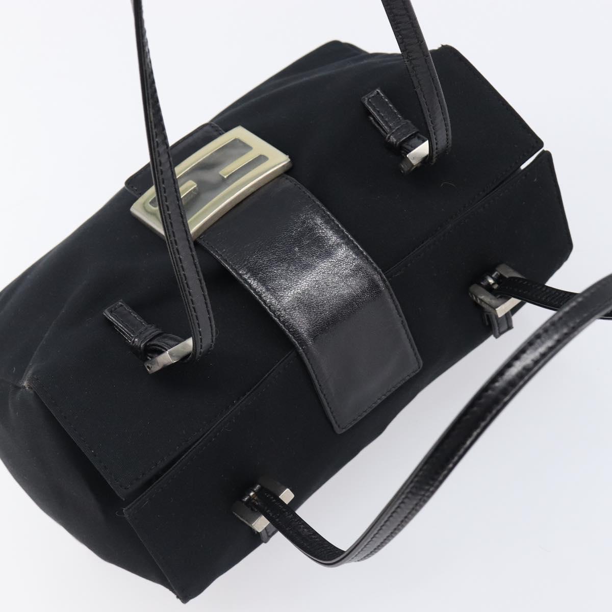 FENDI Mamma Baguette Hand Bag Cotton jersey Black Silver Auth 200914V