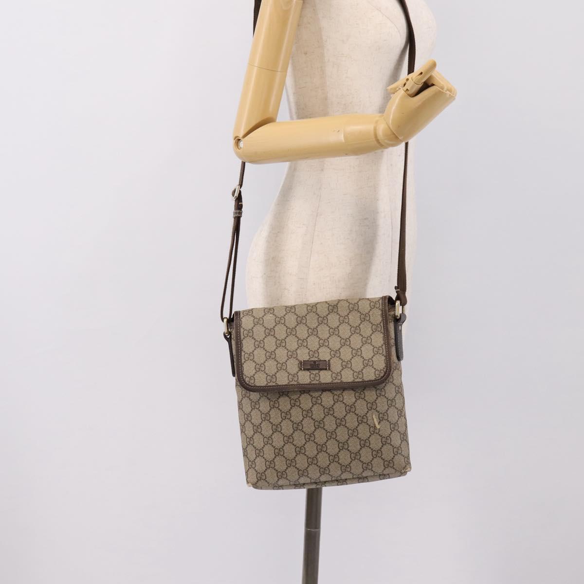 GUCCI GG Supreme Shoulder Bag PVC Beige Gold 223666 Auth 200916