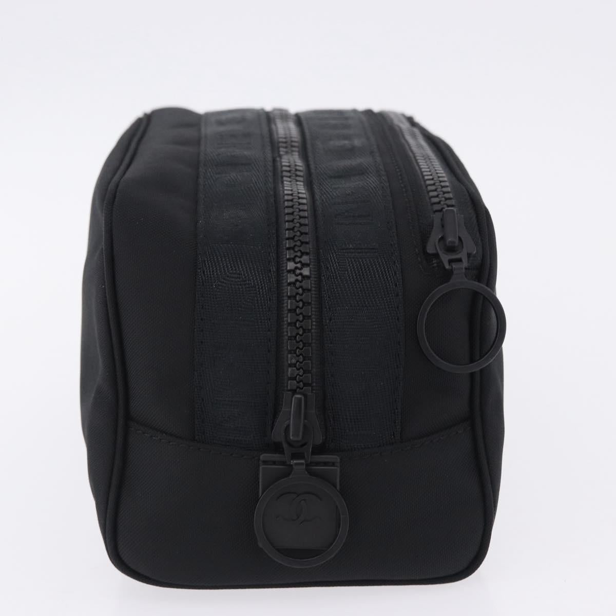 CHANEL Pouch Canvas Black CC Auth 200917M